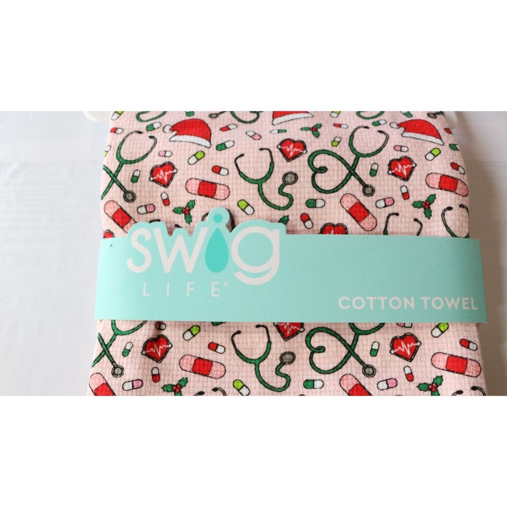 Swig Life Cotton Towel Scrub Life Christmas Print 27.5 x 17.75 NWT Gift - Picture 4 of 4